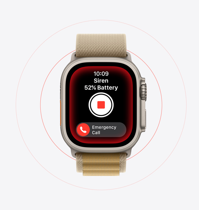 Използване на Siren на Apple Watch Ultra 2.