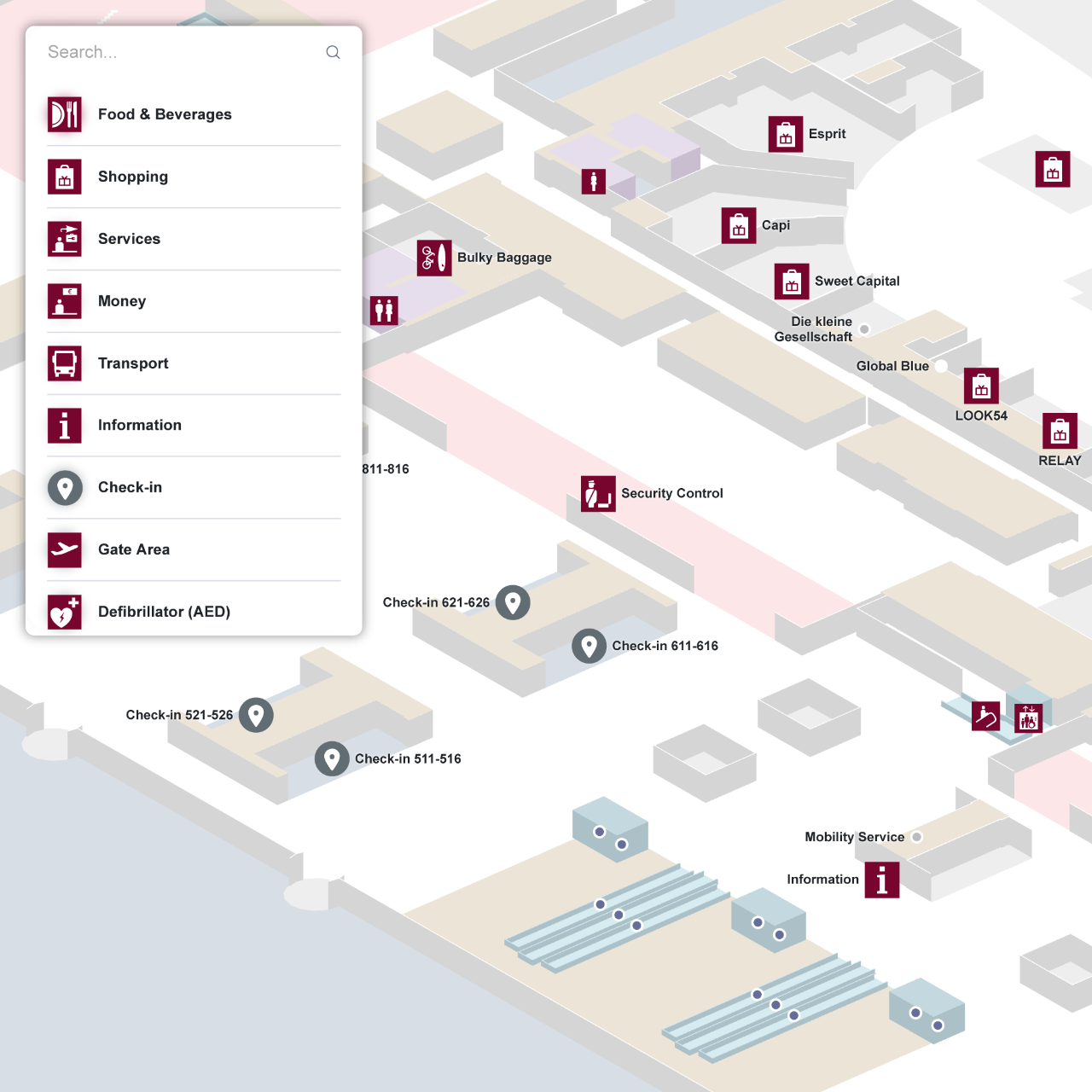 Observation deck access map