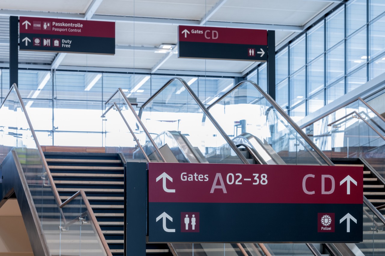 Signs to the gates at the airport