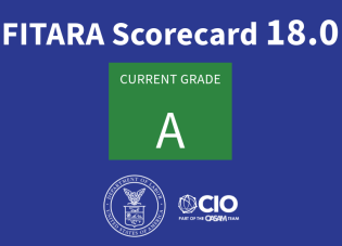 A graphic with the text “FITARA scorecard 18.0. Current grade: A.” The Department of Labor seal and OCIO logo are at the bottom.