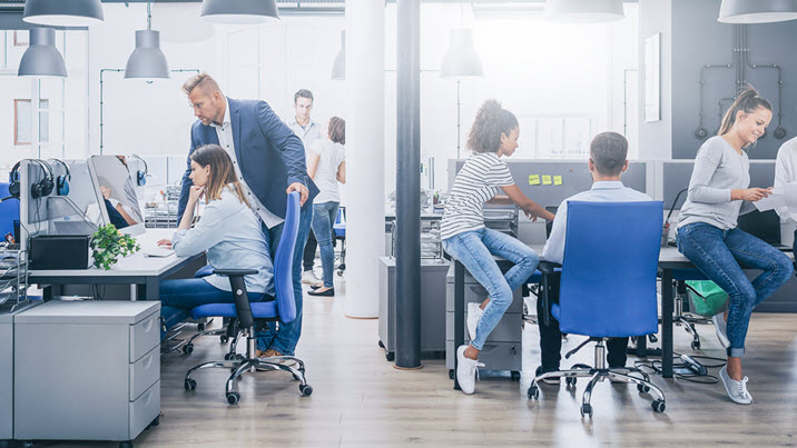 open office with 7 coworkers