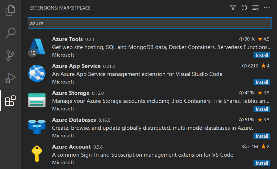 popular Azure extensions