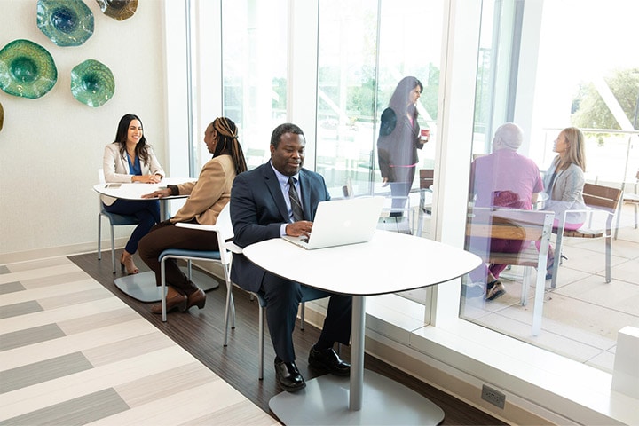 Mayo Clinic Alix School of Medicine students meet together at Mayo Clinic's campus in Jacksonville, Florida.