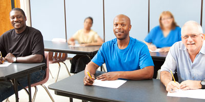 Adult students in computer lab