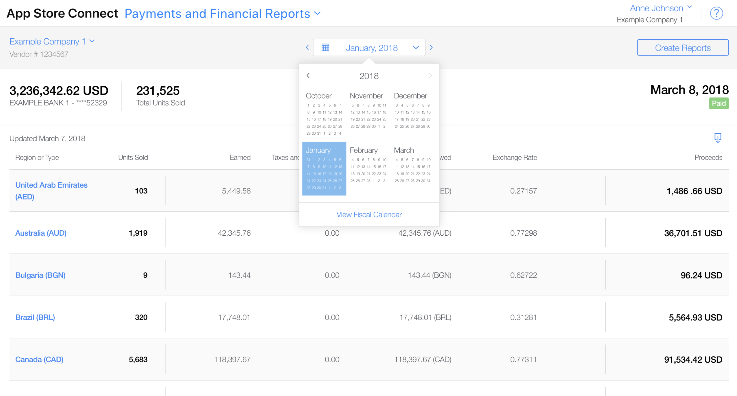 View previous month’s proceeds