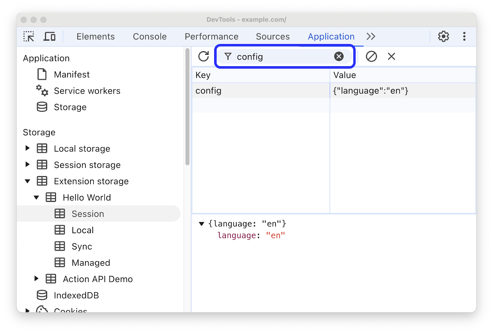 Filtering out key-value pairs that don't contain the string 'has'.