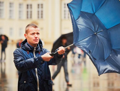 Man with umbrella