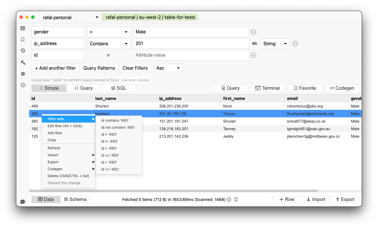 Querying DynamoDB using Dynobase