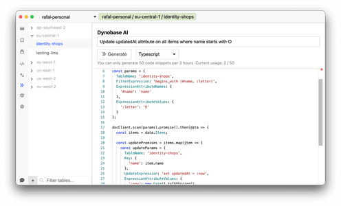 Generating DynamoDB Code using AI