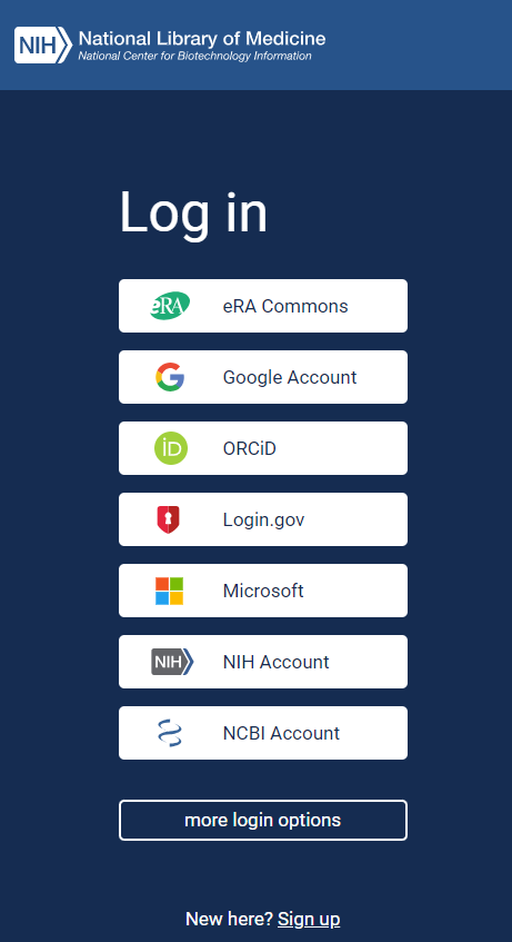 Figure 1: Sign-in to NCBI screen