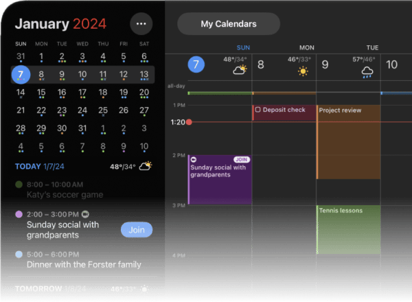 Screenshot of Fantastical for Apple Vision Pro