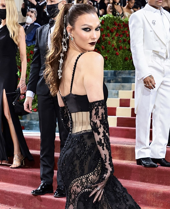 photos of Estee Lauder brand ambassadors makeup looks on the Met Gala 2022 red carpet