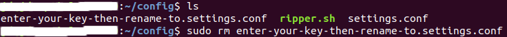 sudo rm enter your key