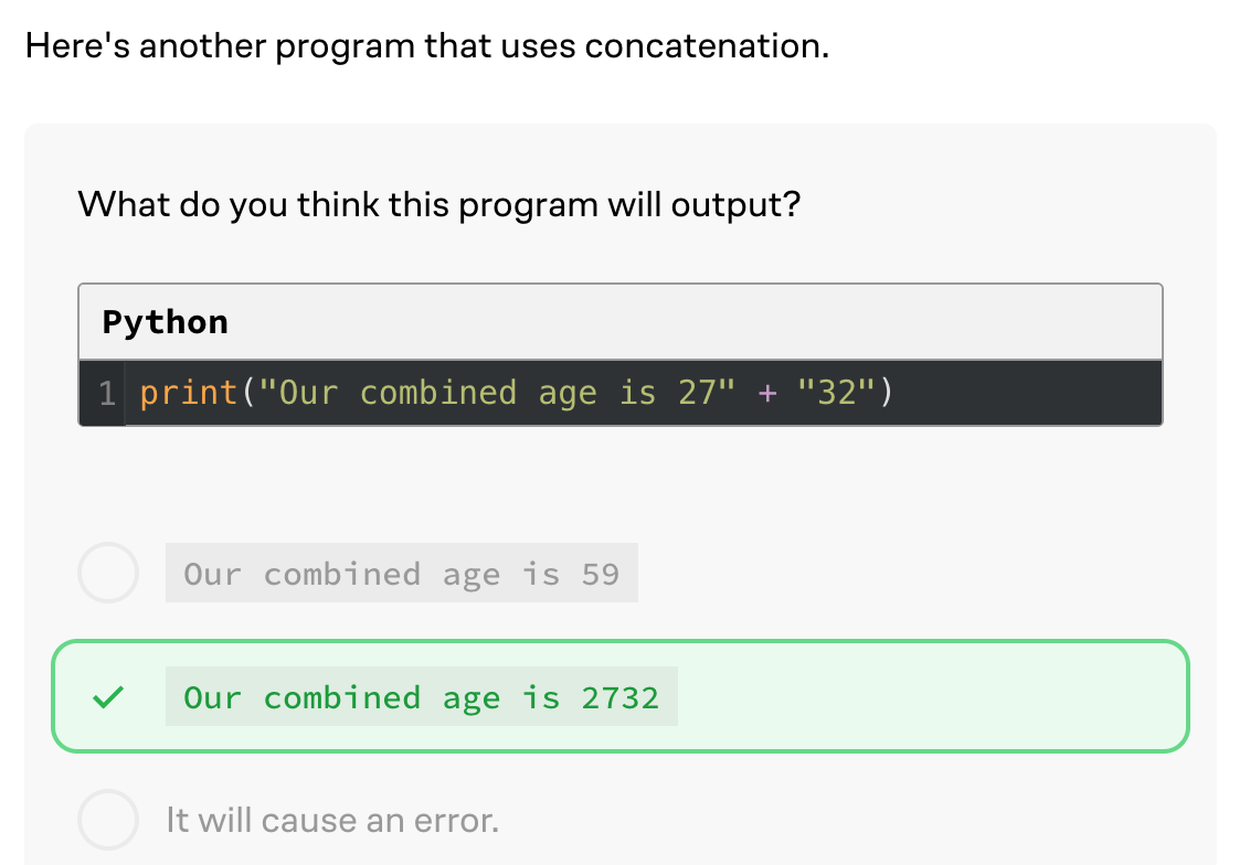 Python Concatenation example!