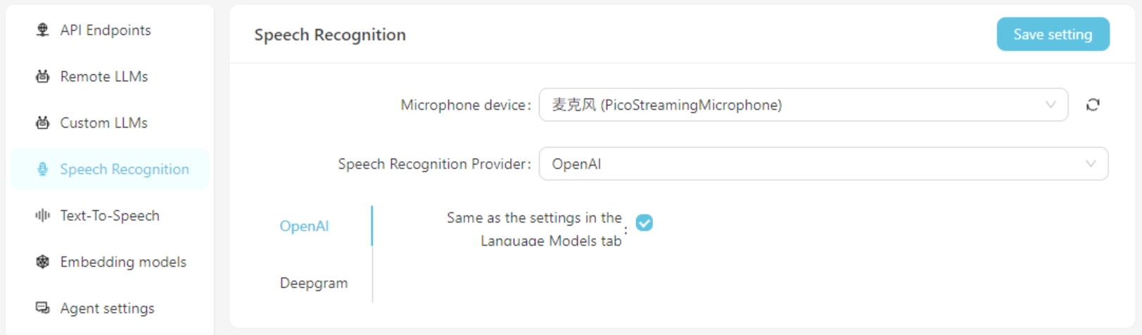 Speech Recognition Configuration