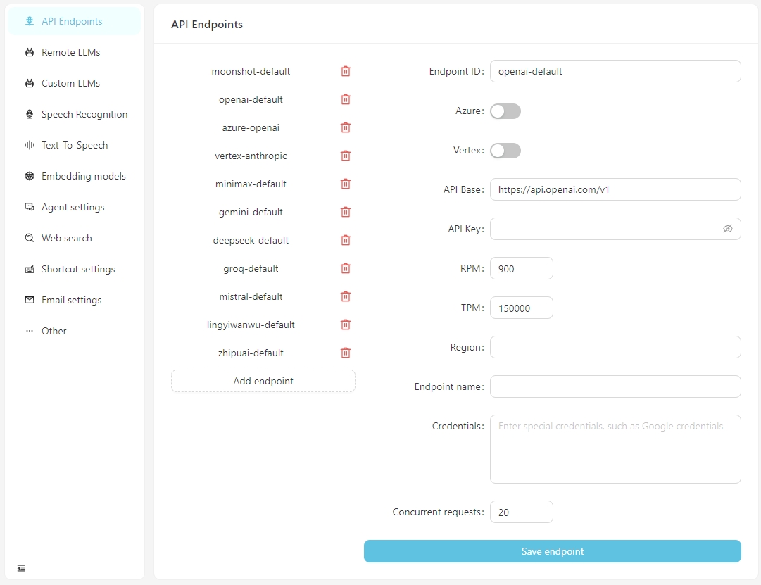 API Endpoint Configuration