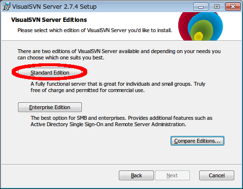 "Standard Edition"を選択する