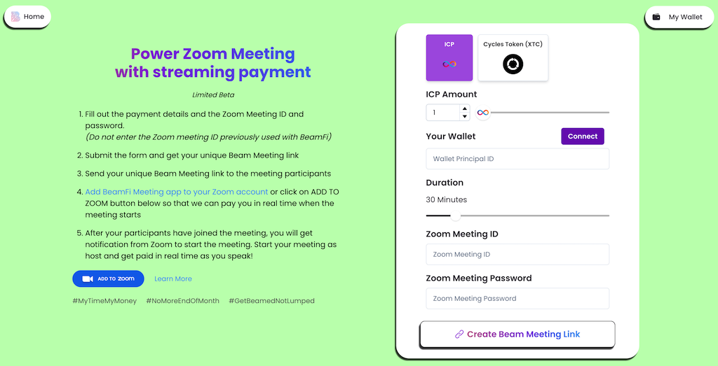 Watch BeamFi Meeting App Demo with Zoom