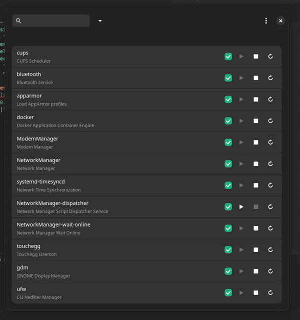 SystemD Manager Control Screenshot