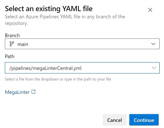 Select an existing YAML file