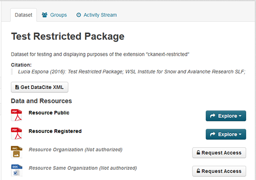 Package view with restricted resources