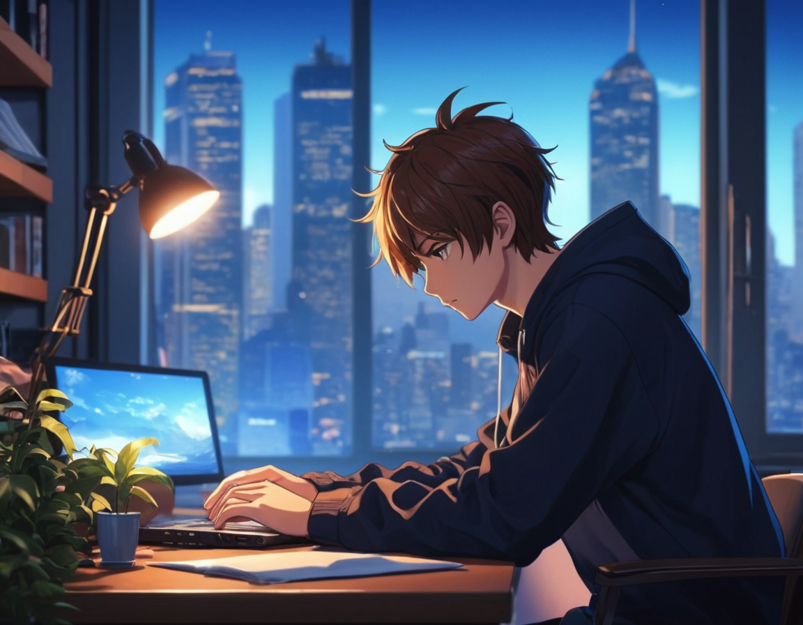 Chill-anime-boys-work-desk