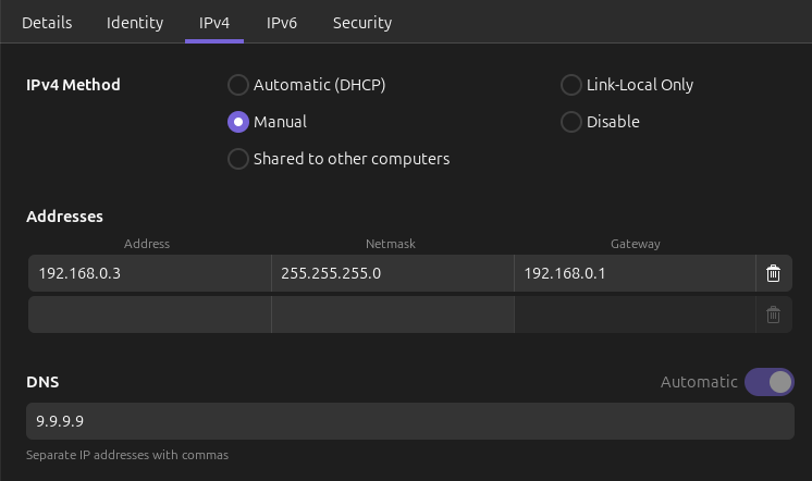 Static IP Configuration