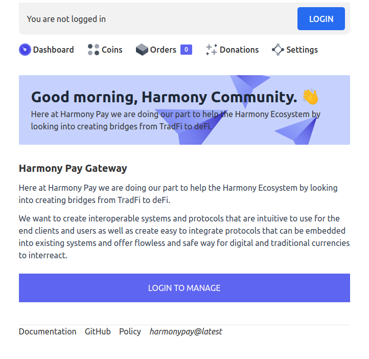 Harmony ONE Payment Gateway