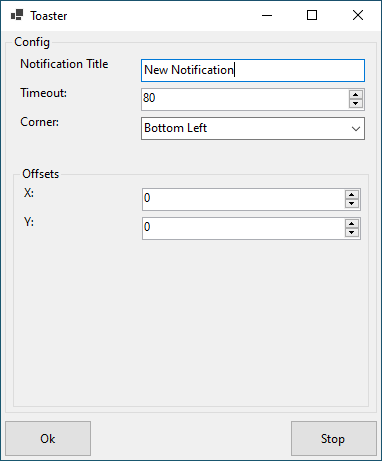 Screenshot of the configuration window