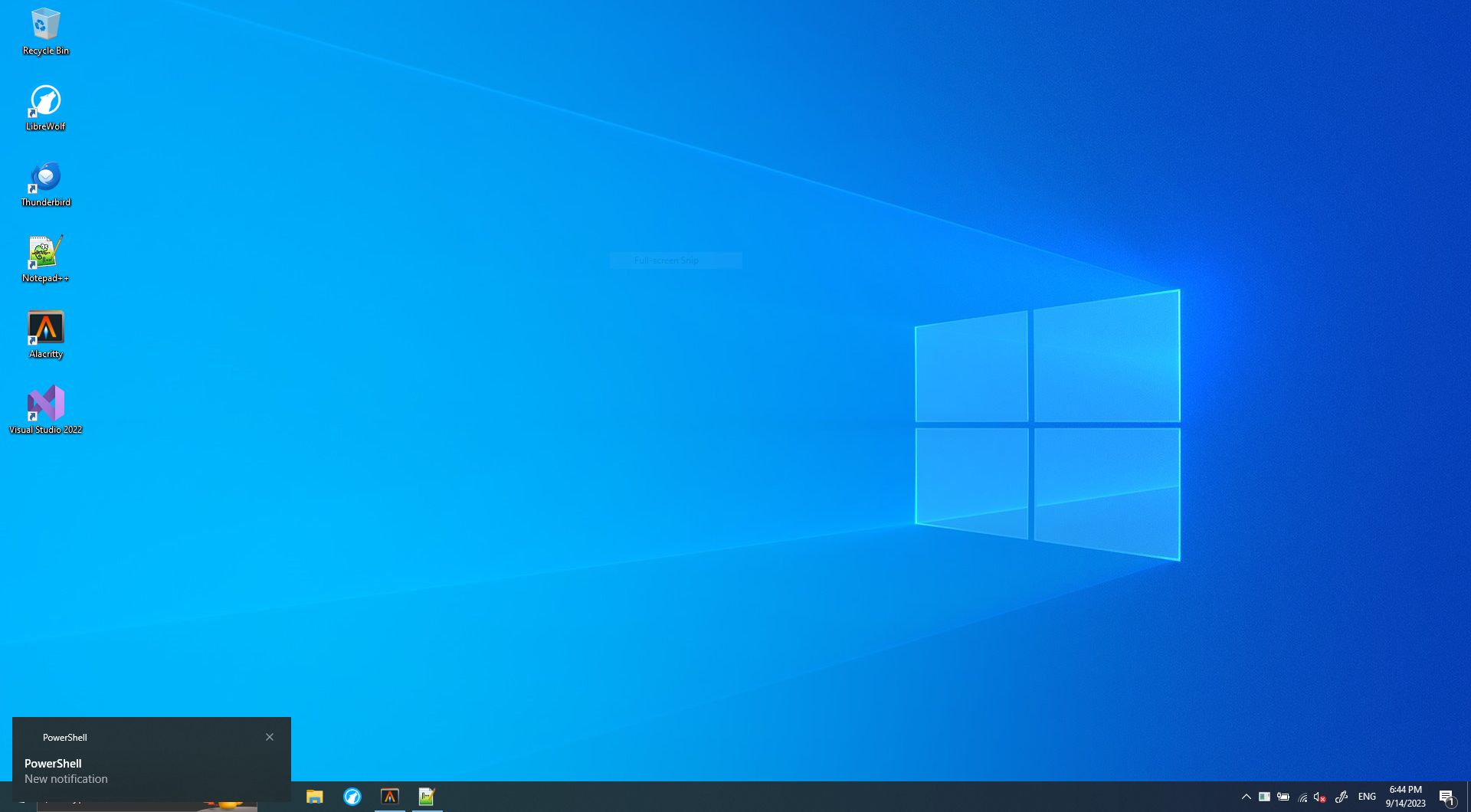 Screenshot of notfication on Windows 10 in the bottom left corner