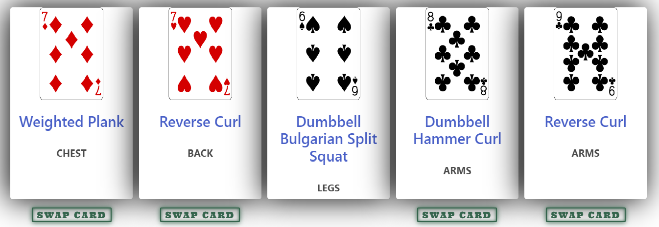 five cards shown