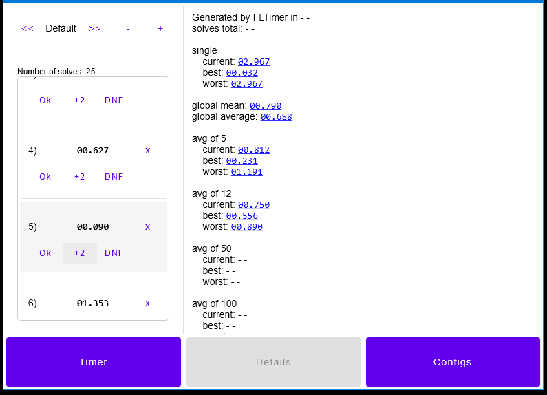 stats screen view