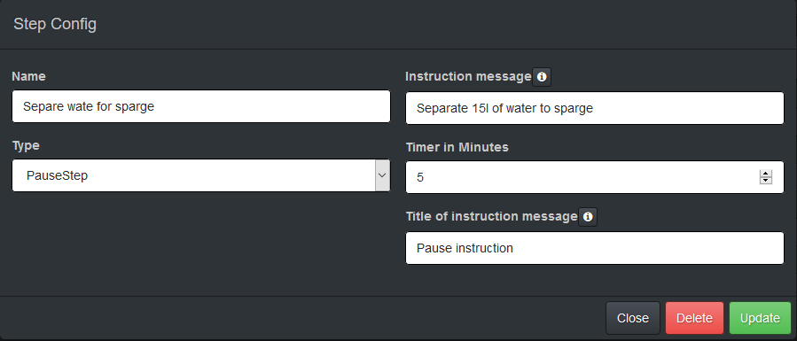 Step Configuration