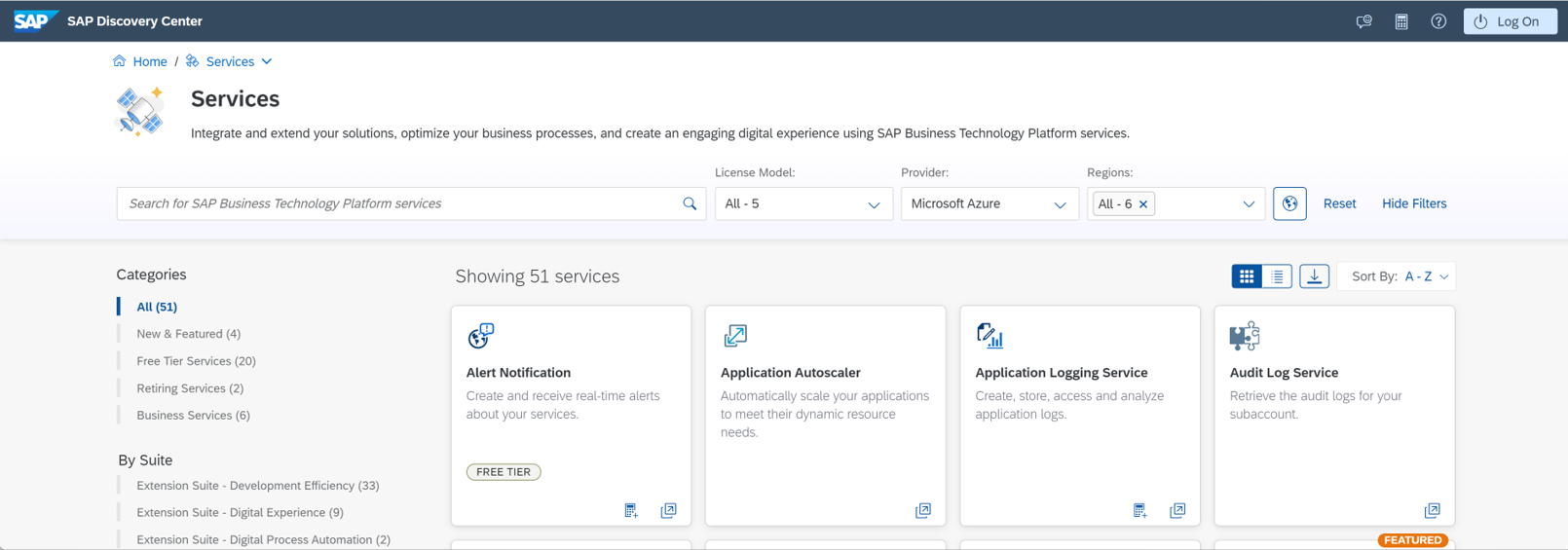 BTP on Azure services