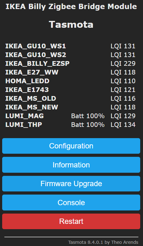 Tasmota and ICC-A-1 EZSP v 6.7.6.0