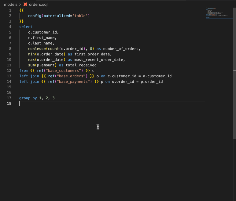 Use ctrl+' or cmd+' to see the compiled sql of your model