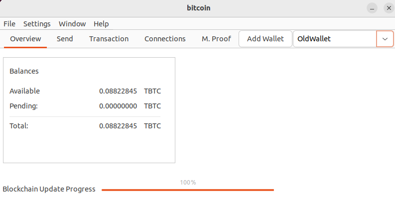 A wallet is selected and its balance is shown