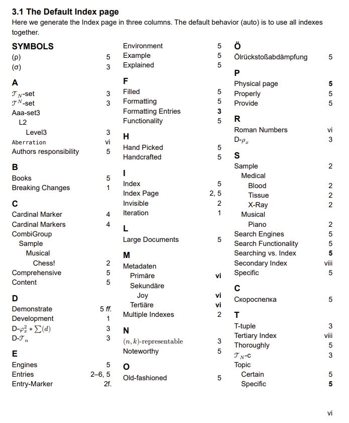 Sample for a generated index page.