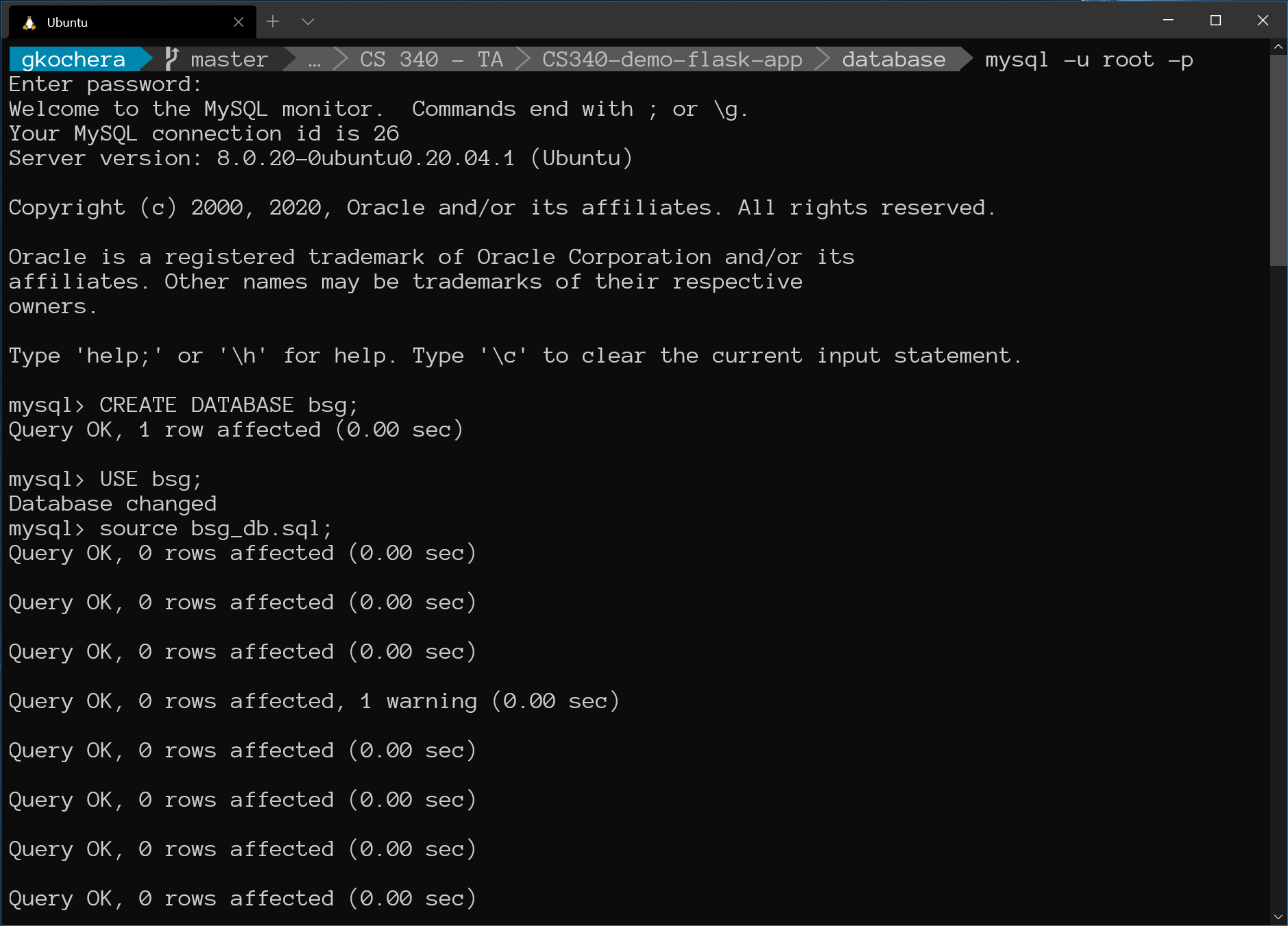 Loading the MySQL Database