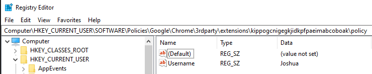 Registry - Username