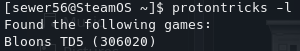 Listing games via Protontricks