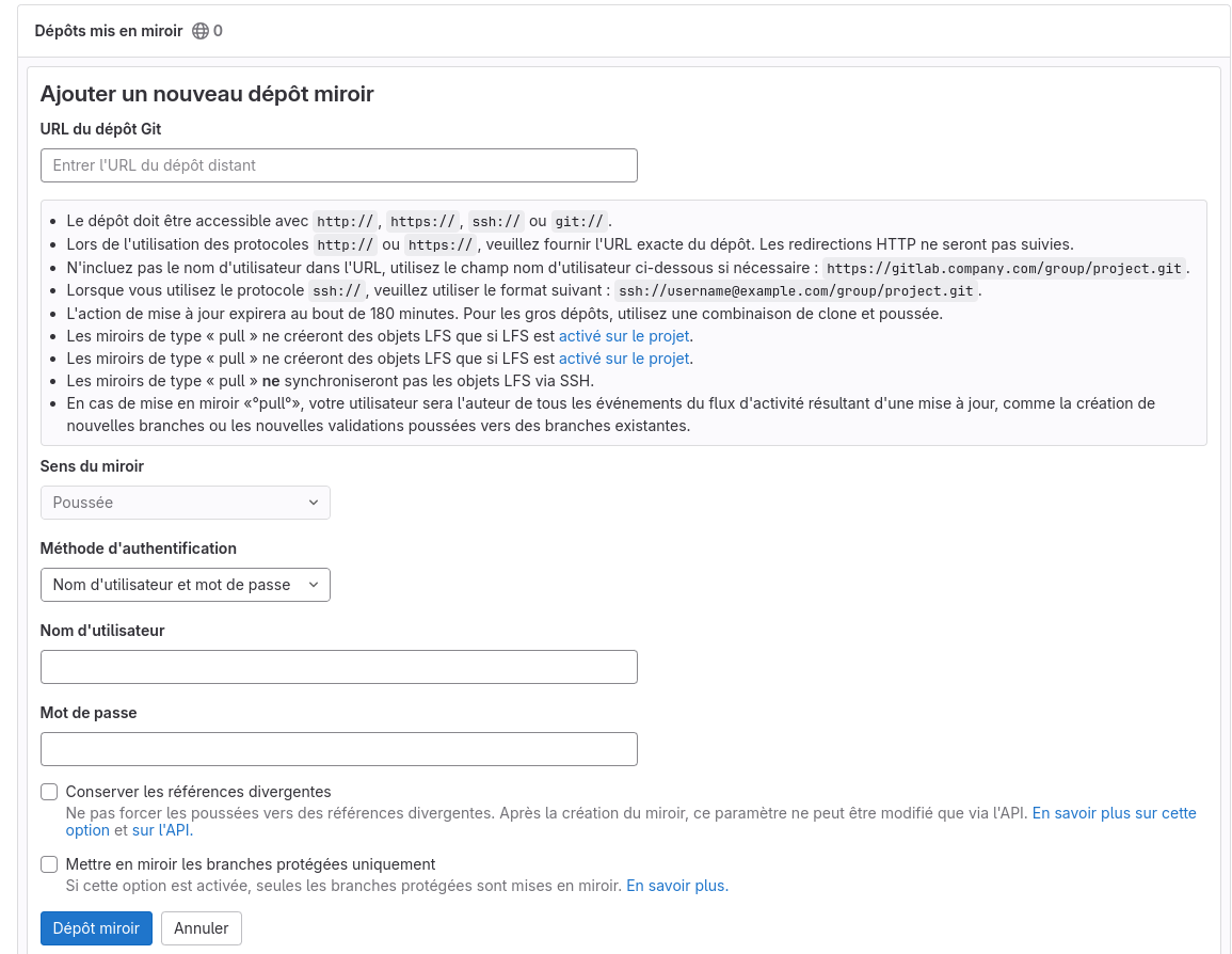 Capture des champs requis pour synchroniser