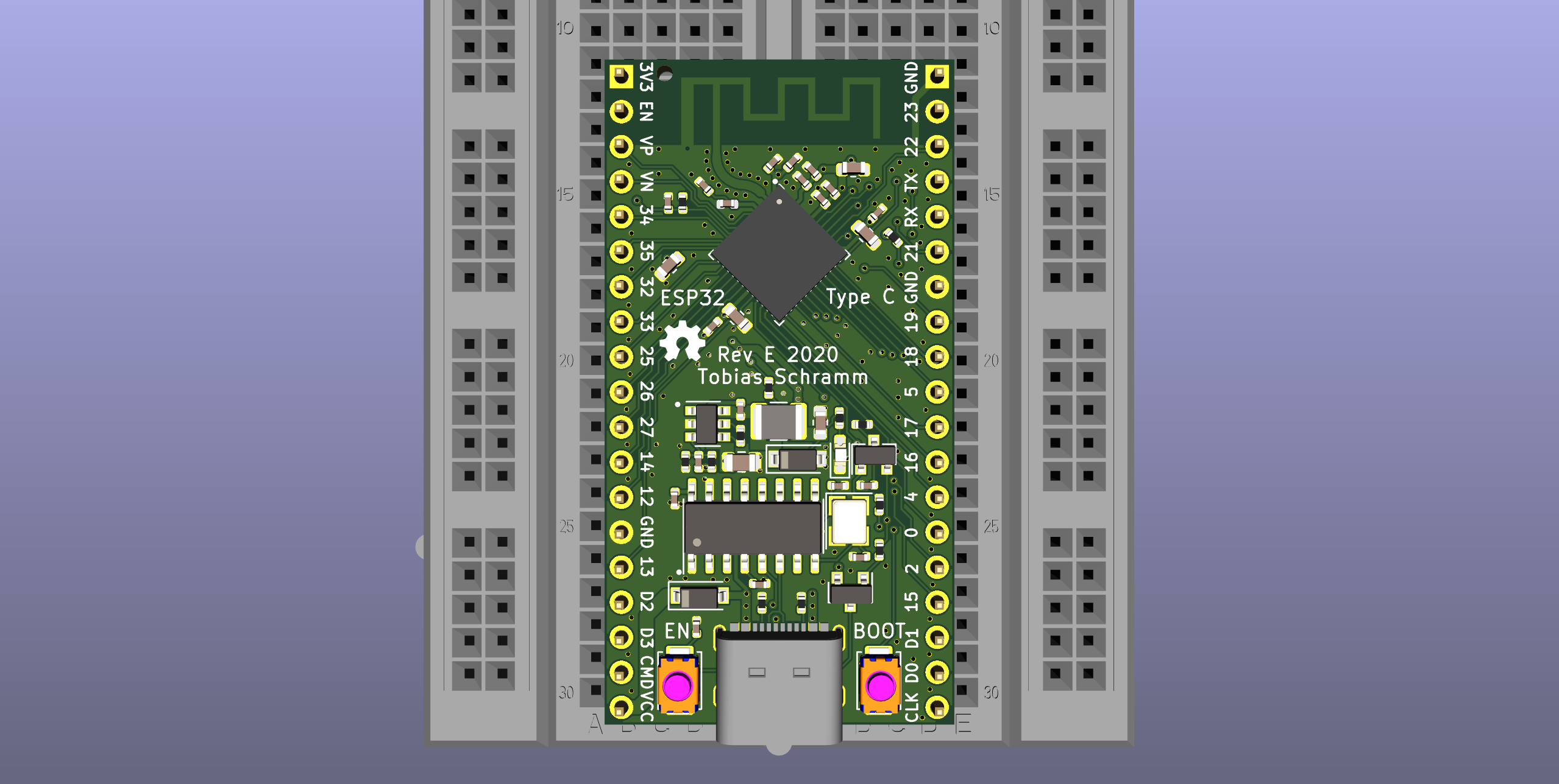 Devkit on breadboard