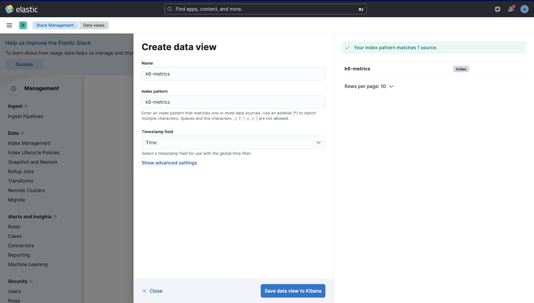 Kibana Data View