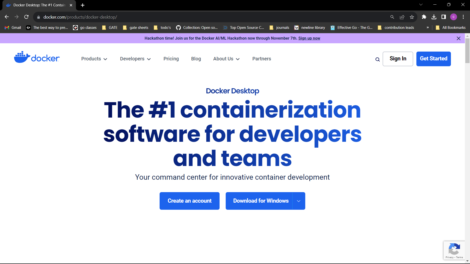 docker.com docker desktop download page