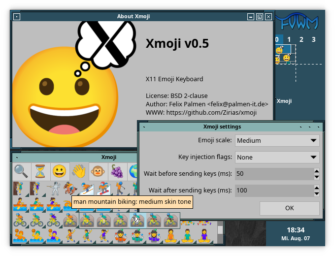 Xmoji in fvwm3