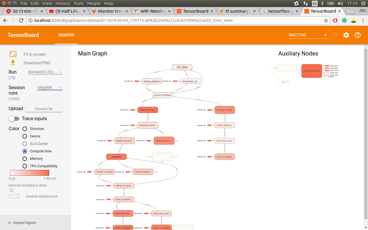 Screenshot of profiling in TensorBoard