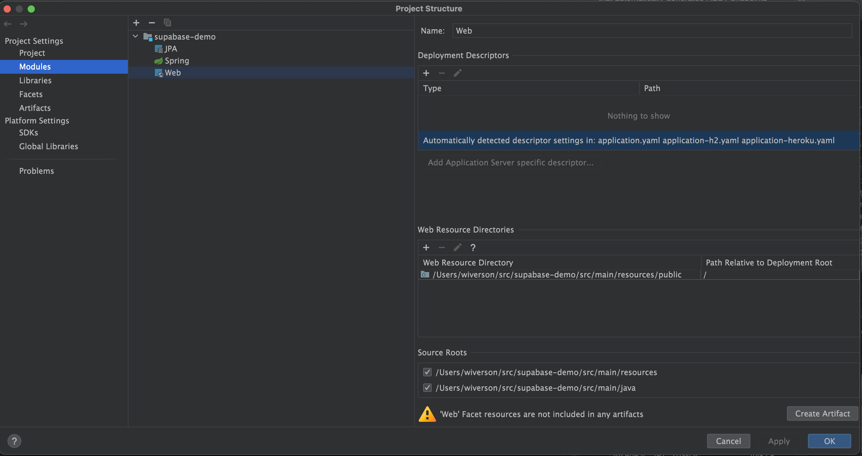 IntelliJ Web Module Setup