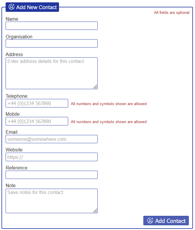 Add Contact Form