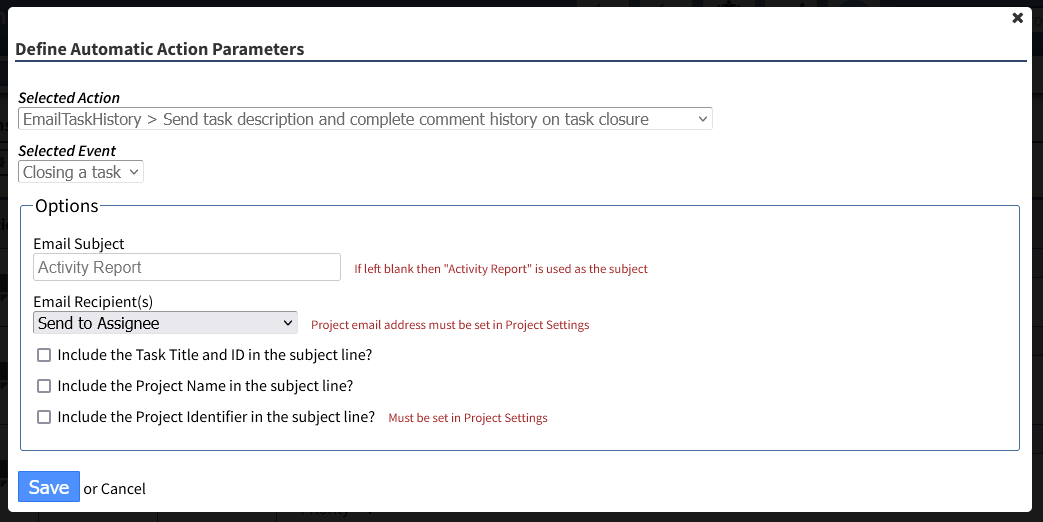 Define parameter values